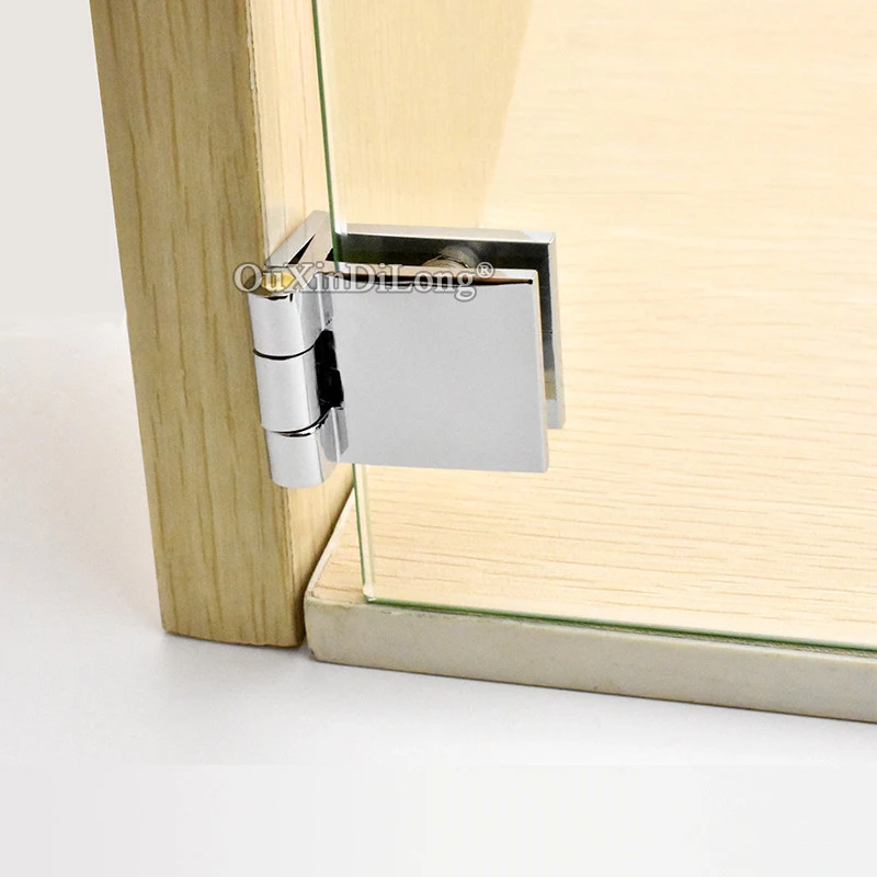 HOT 4PCS Brass Glass Cabinet Hinges Shopping Mall Jewelry Phone Display Wine Cabinet Door Hinges for 5~8mm Glass Clamps