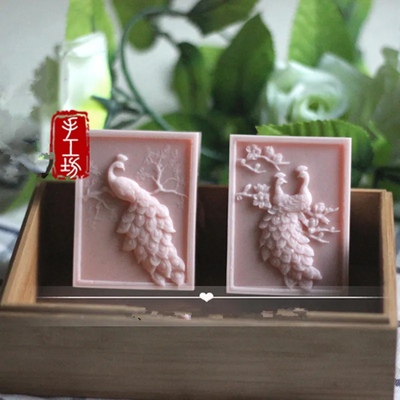 Lifelike Peacock Handmade Soap Mold Rectangle Flower DIY Animal Soap Making Molds Aromatherapy Plaster Resin Art Crafts Mould