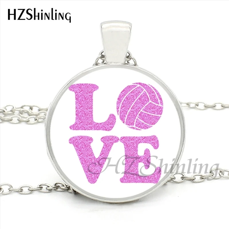 Volleyball Pendant Necklace Handmade Hot Chain Round Sports Ball Volleyball Jewelry for Player Fans Gift