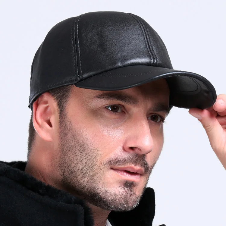 Hot selling gorras hombre snapback 2020 new winter Sheepskin hat genuine leather warm adjustable baseball cap for man caps