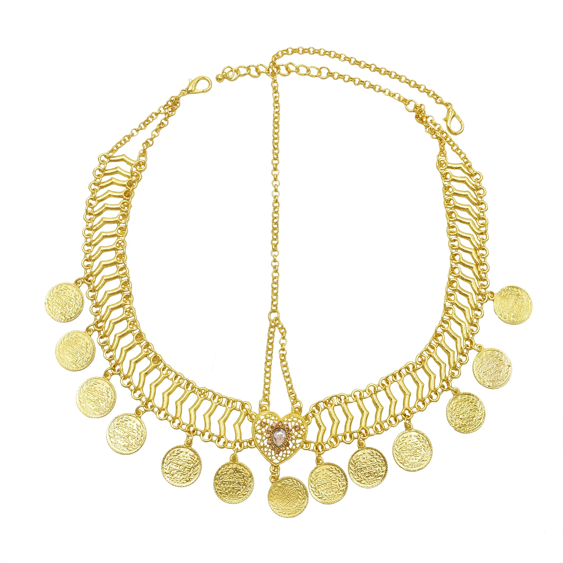 عملة معدنية الجبين سلسلة خمر الذهب والفضة اللون رئيس سلسلة أفريقيا مشبك شعر إثيوبيا الرقص مجوهرات الشعر العربي الهندي