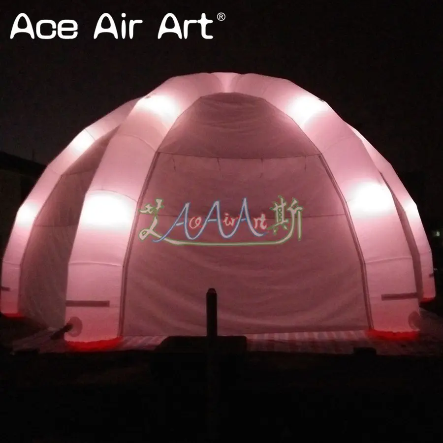 Full Cover 8m Diameter Inflatable Spider Dome Tent Pavilions With Removable Wall For Car Promotion With Led Light