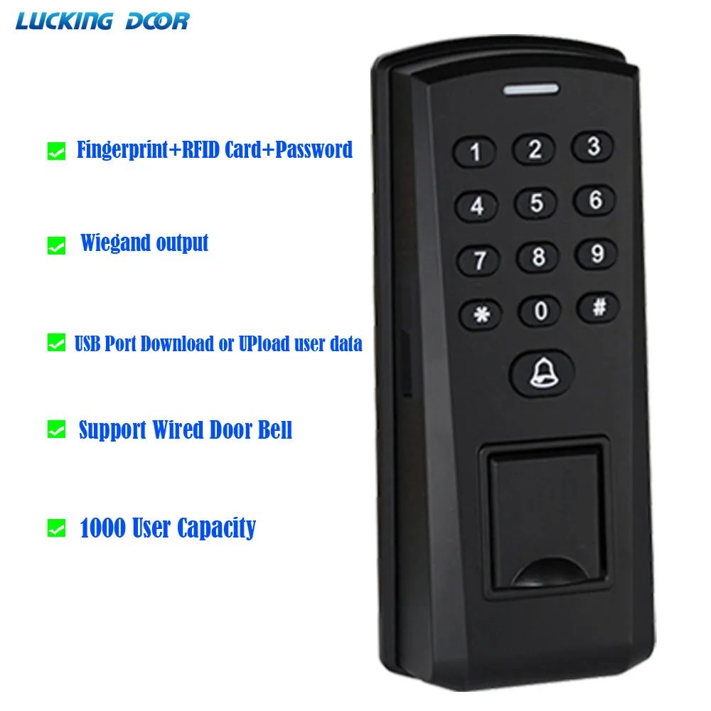 

1000 User Fingerprint Access Control System 125Khz RFID Card USB Port Wiegand 26 Output Reader Biometric Fingerprint Device