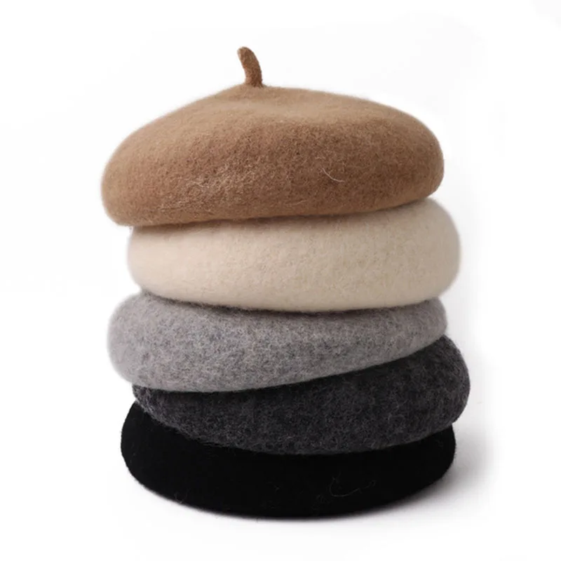 Fashion Wool Baby Hat for Girls Candy Color Elastic Infant Baby Beret Hat Kids Caps for Girls 1-4 Years 1 PC