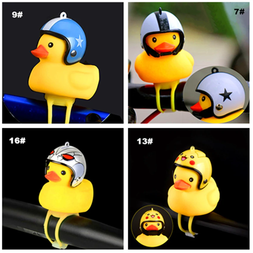 Yellow Broken Wind Small Ducks Bicycle Duck Bell with Light Hard Hat Helmet Cycling Equipment MTB Light Bike Handlebar Ring Horn