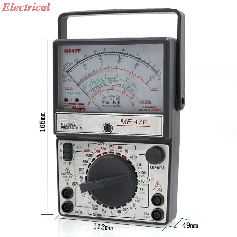 1pc Multitester Battery Powered AC/DC Volt DC Current Testing Analog Multimeter Pointer Type Internal Magnetic Anti-jamming