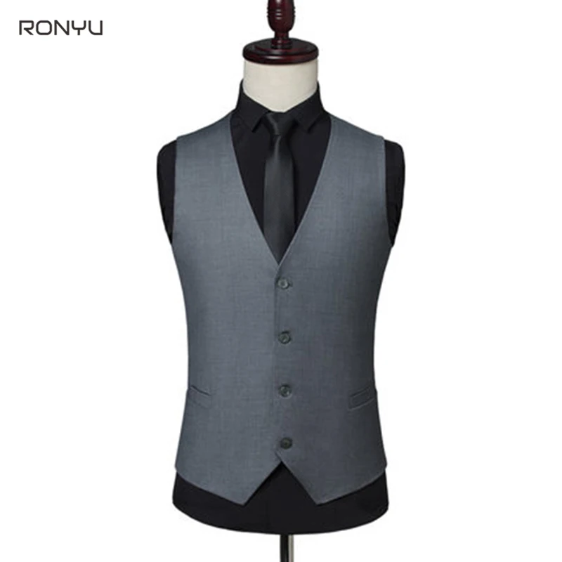 Spring Autumn Men Slim Fit Suit Vest Casual Suit Vest Man Black Gray Formal Businss Vest Arrival Male Waistcoat Gilet Homme MJ06