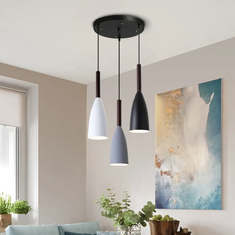 

Modern Minimalism Droplight E27 Aluminum Wood Pendant Lights Home Restaurant Decor Lighting Lamp and Bar Showcase Light Fixture