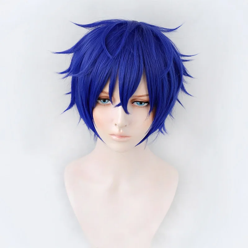 Ensemble Stars Cosplay Wigs Sazanami Jun Blue Short Heat Resistant Synthetic Hair Anime Costume Play Wig Eden Eve + Wig Cap