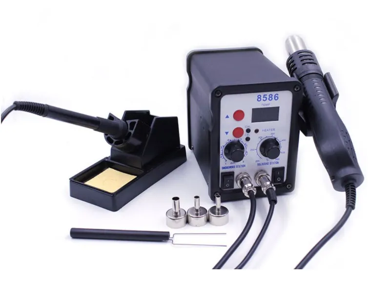 8586 2 In 1 OES Hot Air Gun Soldering Station Welding Solder Iron For Desoldering+Heating core+Tin wire+ nozzles