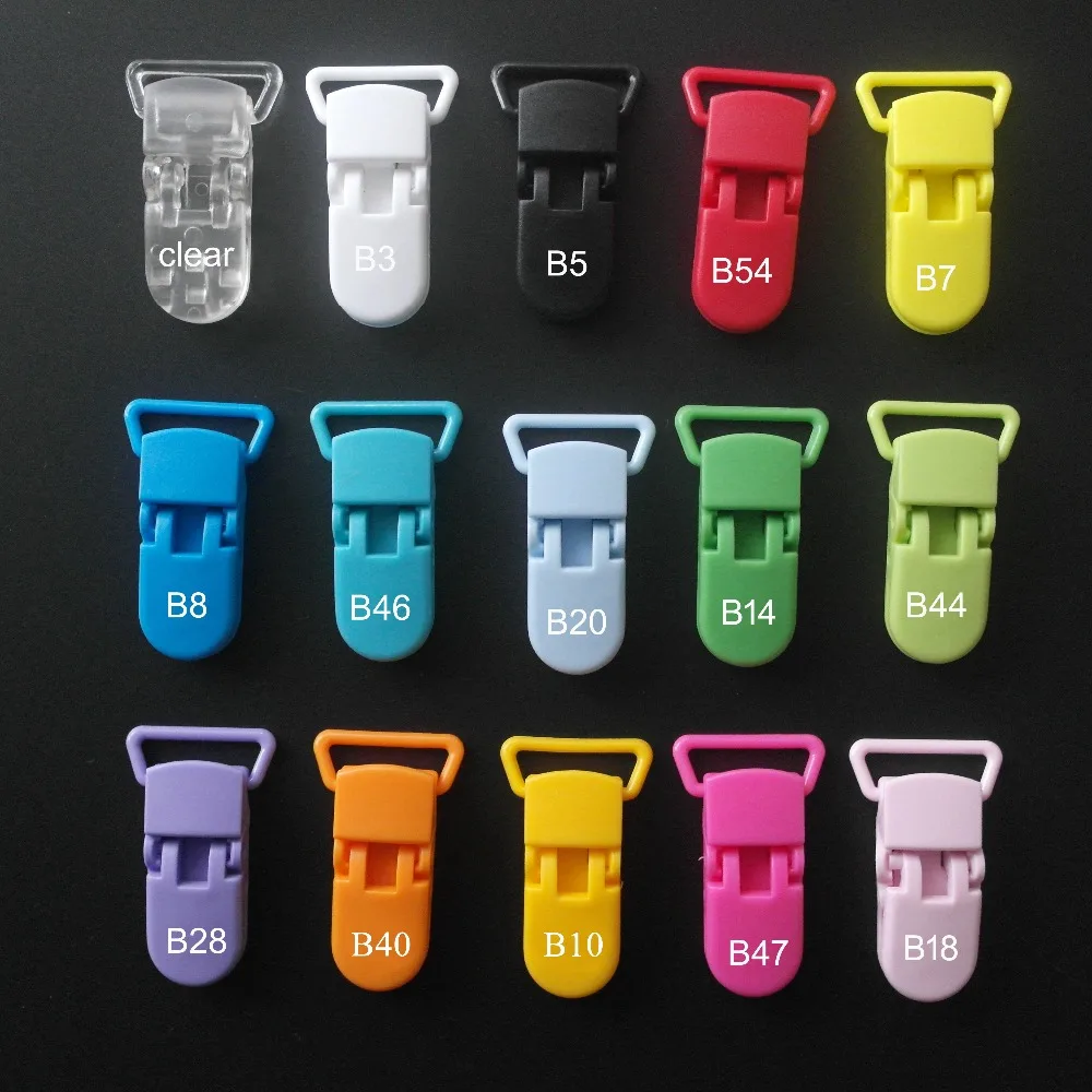 Sutoyuen 40 Stück Hot D-Form Kam Kunststoff-Schnullerclips Kunststoff Baby Schnuller Schnuller Hosenträgerkette Halter Clips für 20 mm Band – Detail 3