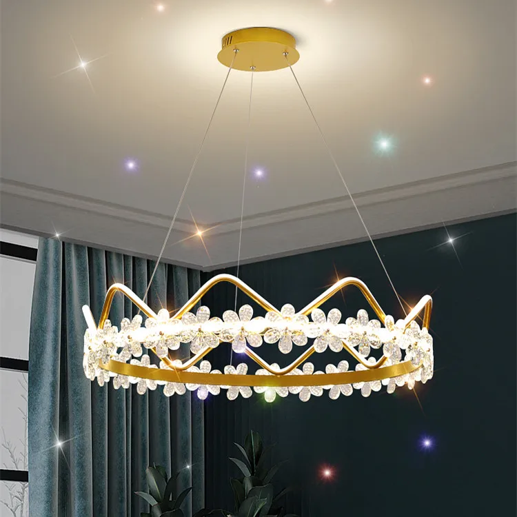 Nordic postmodern simple light luxury living room  personality children's room Crystal Crown bedroom Chandelier