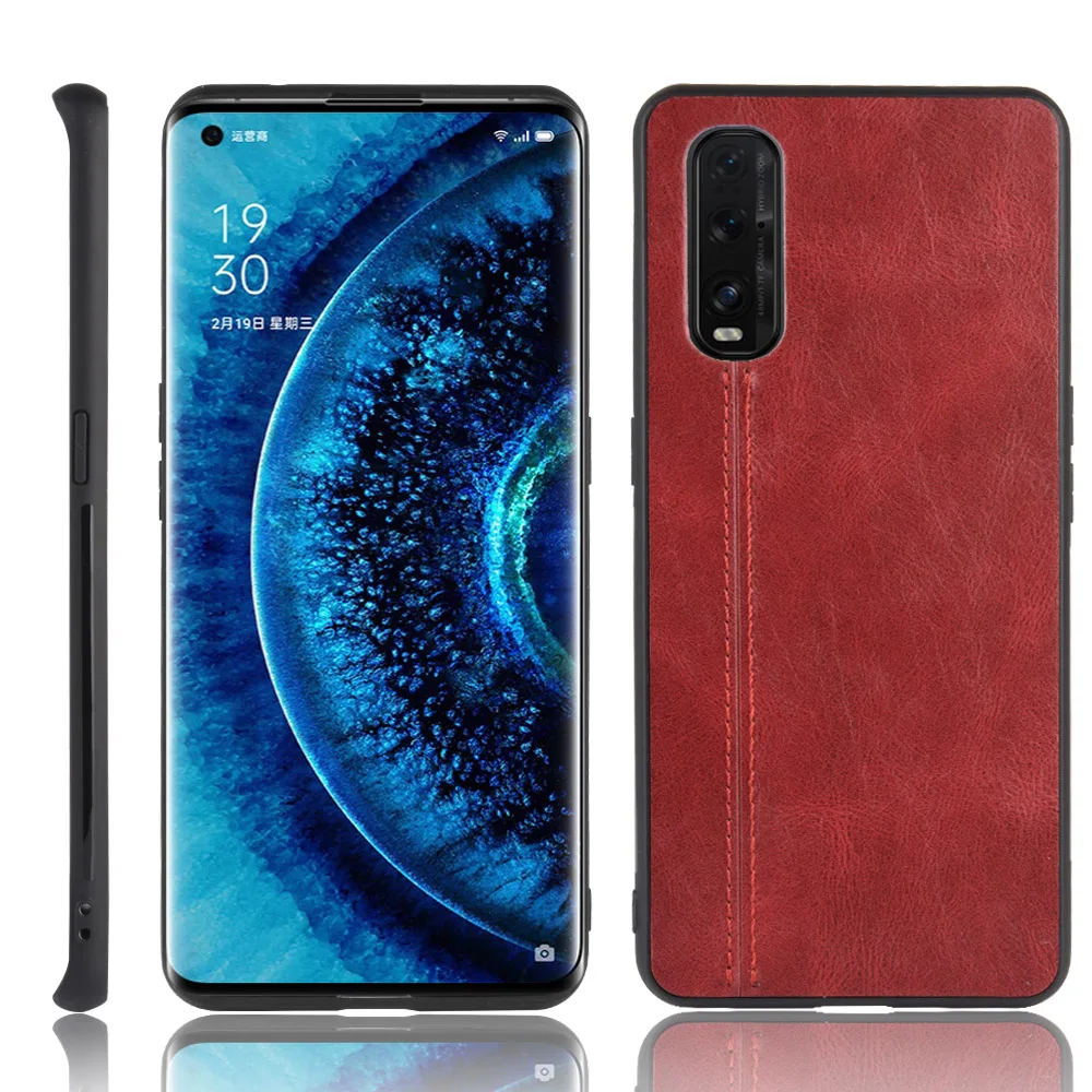 Oppo Find X2 Case Oppo Find X2 Suture Calfskin Soft Edge PU Leather Hard Phone Cover For Oppo Find X2 X 2 Back Case