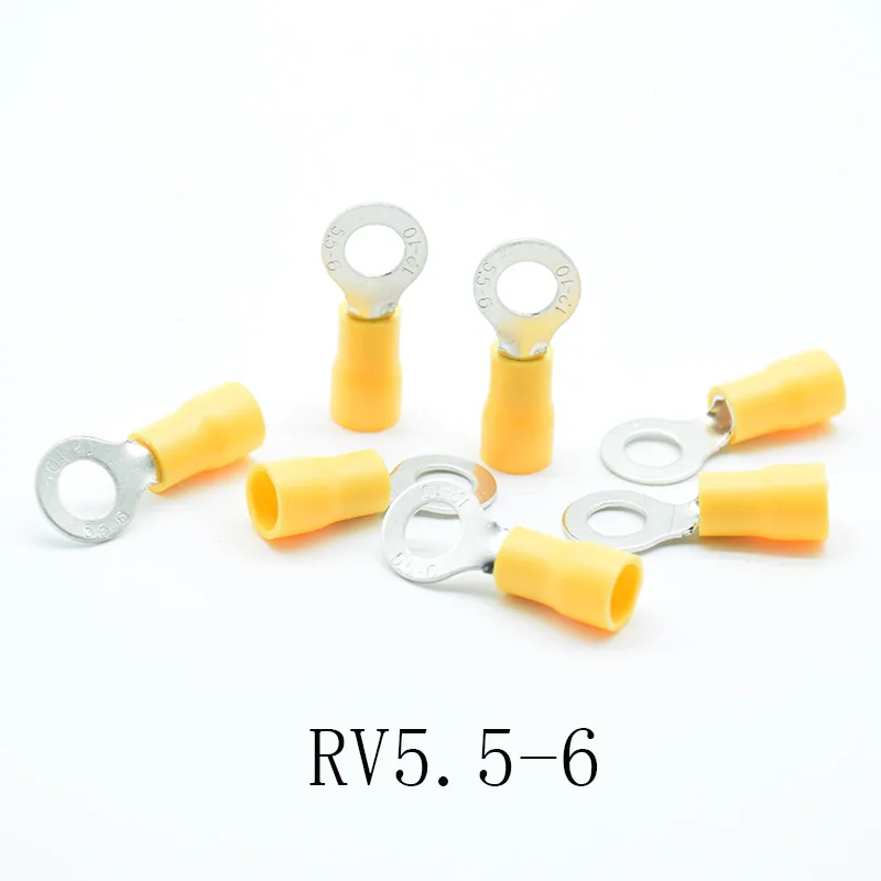 20PCS/lot RV5.5-4/5/6/8/10/12 Yellow Ring insulated terminal suit 4-6mm2 Cable Wire Connector cable Crimp Terminal  AWG