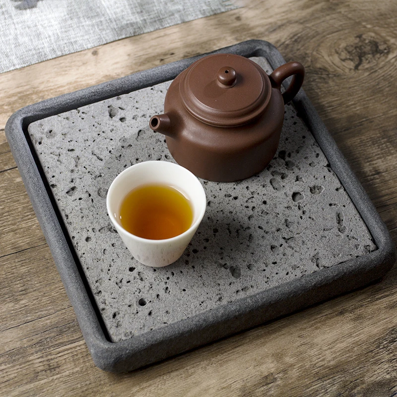 

Tea Tray Teaware Home Decoration Tea Set Plate Separable Natural Stone Volcanic Rock Table Accessories Office Desk Decor Handmad