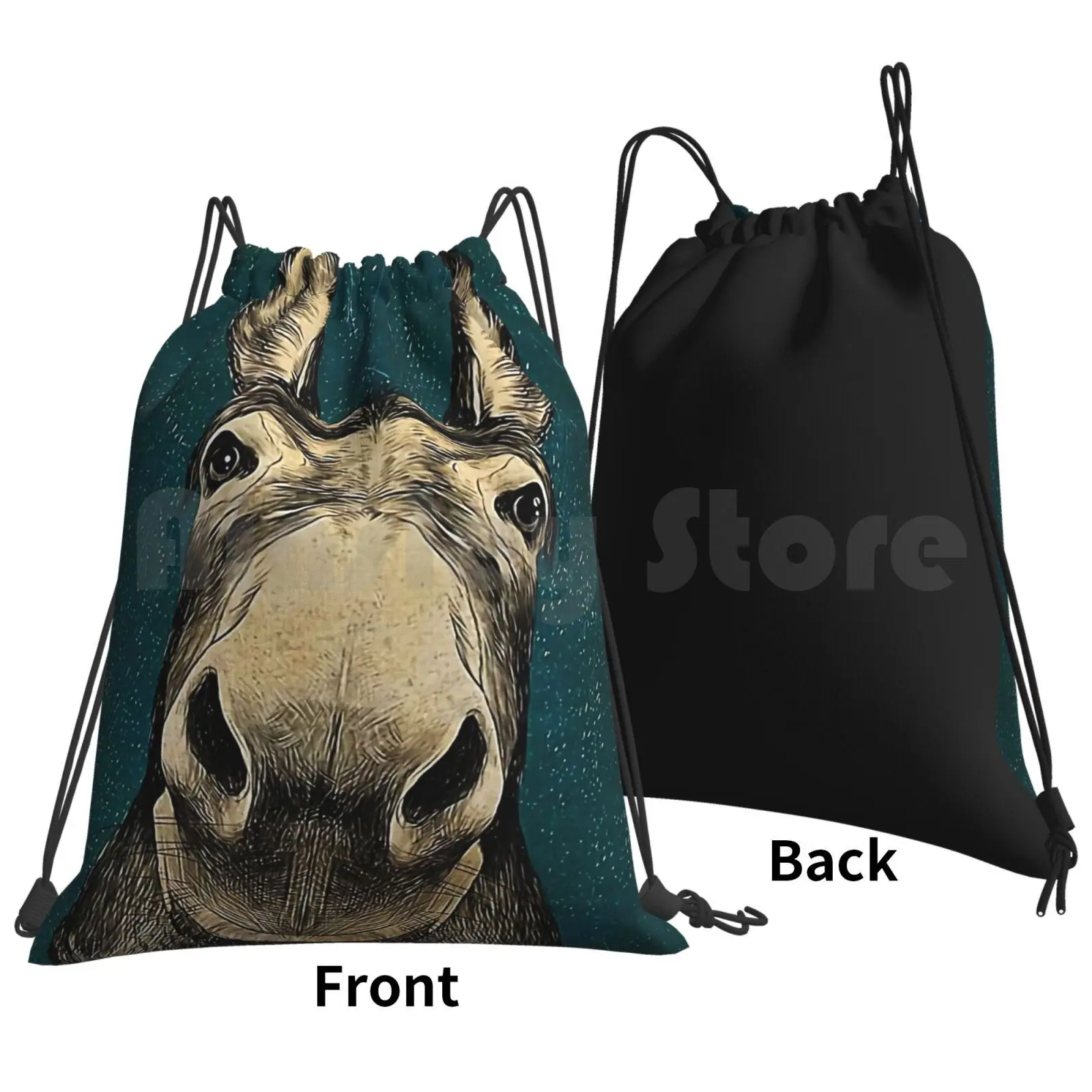 Donkey Hello Sweet Cheeks Backpack Drawstring Bag Riding Climbing Gym Bag Animal Animals Horse Nices Cool Love Funny Fun