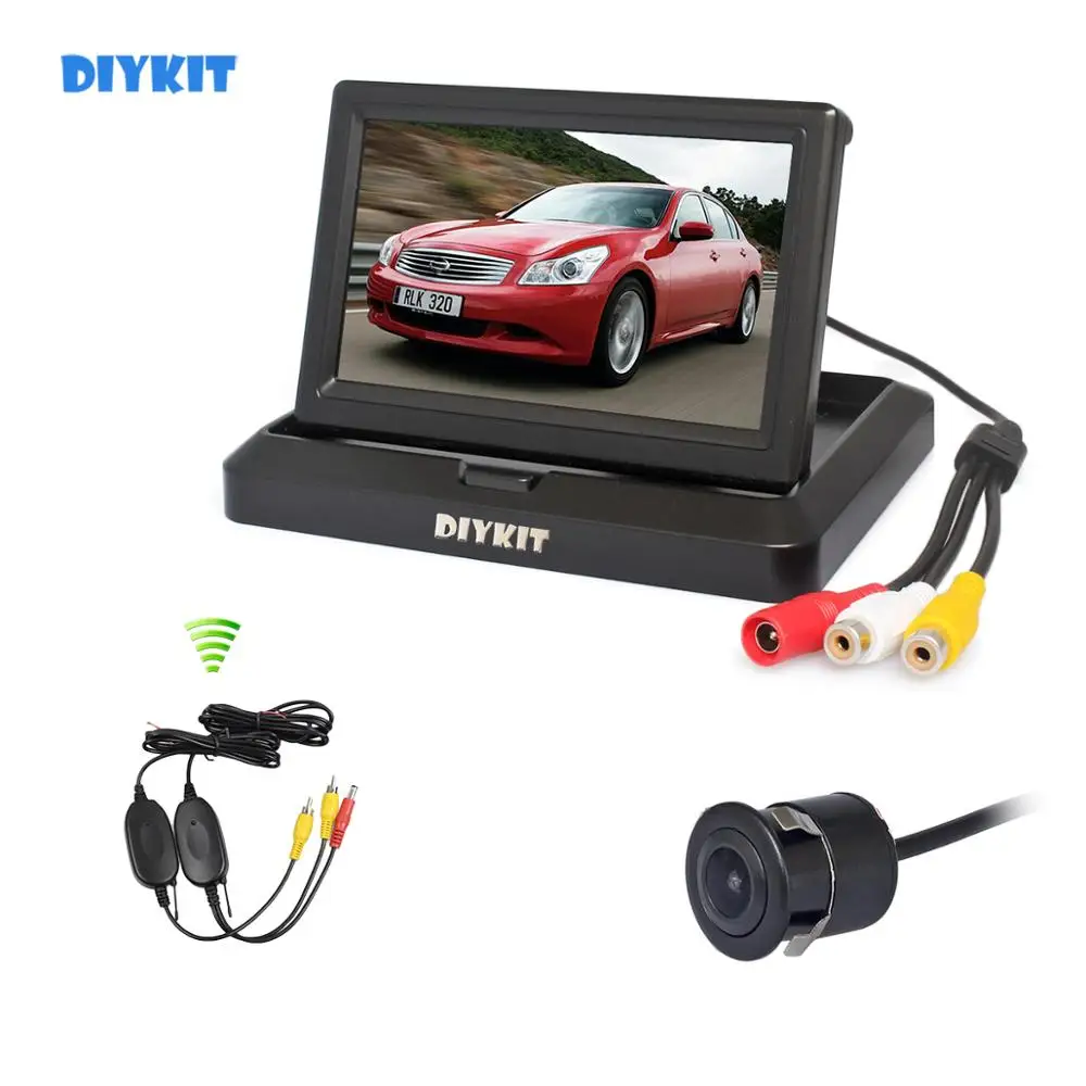 

DIYKIT Wireless 5inch Foldable TFT LCD Car Monitor HD Rear View Reverse Backup Car Camera Video Parking System Kit