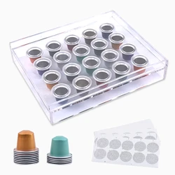 3PCS Nespresso Coffee Capsules 20-Hole Acrylic Filling Powder Board Sets Includes 100 Empty Pod with Self-adhesive Lids