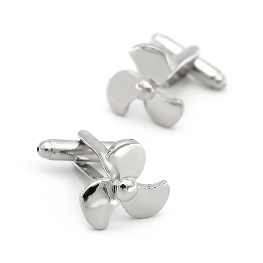 Men's Propeller Cuff Links Quality Copper Material Silver Color Seaman Design Cufflinks Wholesale & Retail