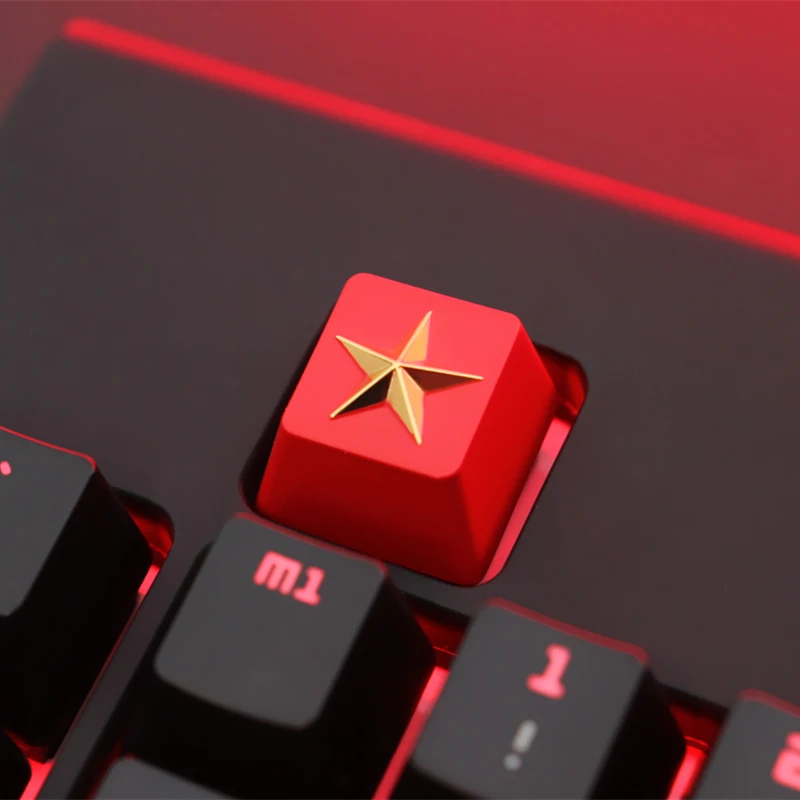 Keycap 1 PCS Communist Party or Pentagram Embossed Zinc Aluminum Metal Keycaps Mechanical Keyboard R4 Height for Cherry MX axis