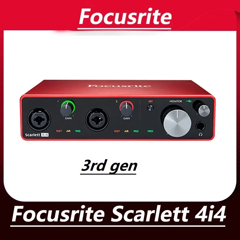 Focusrite Scarlett 4i4 3rd gen 4 input 4 output USB audio interface recording sound card for Microphone Guitar Bass