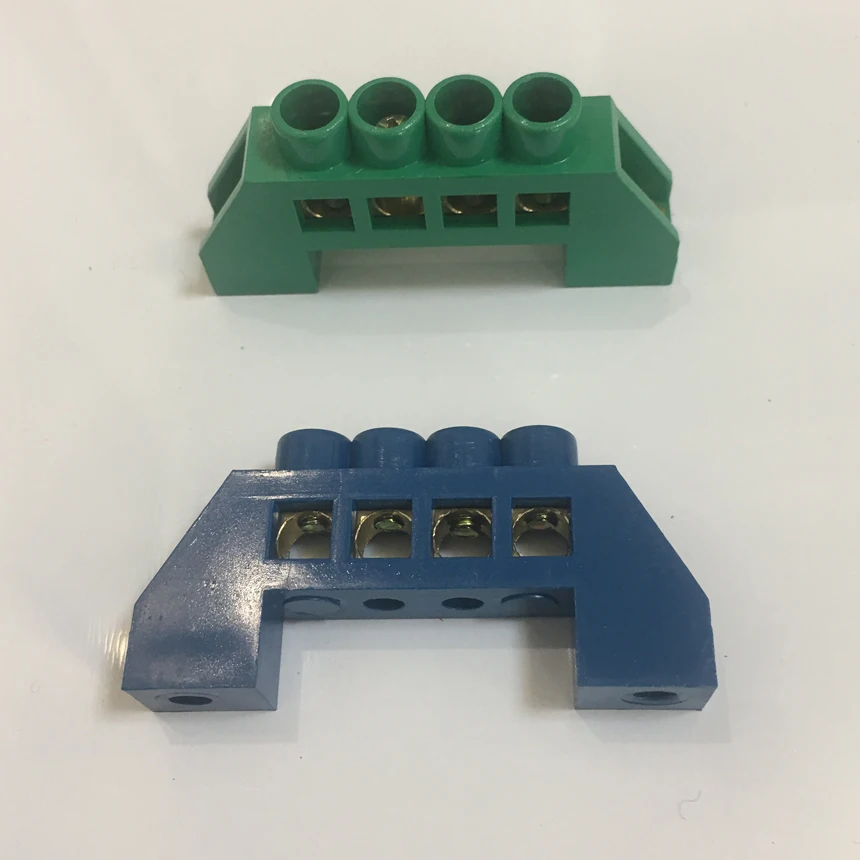 Blue Green 4P 6P 8P 4 6 8 Position Hole Gound Neutral Wire Row Brass Connector Busbar Bar Strip Bridge Screw Terminal Block