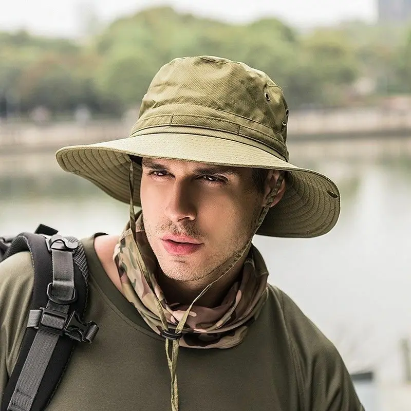 Bucket Hat Boonie Hunting Fishing folding Outdoor Cap Wide Brim Military Unisex Sun Brim Safari Summer Men Fisherman sunscreen