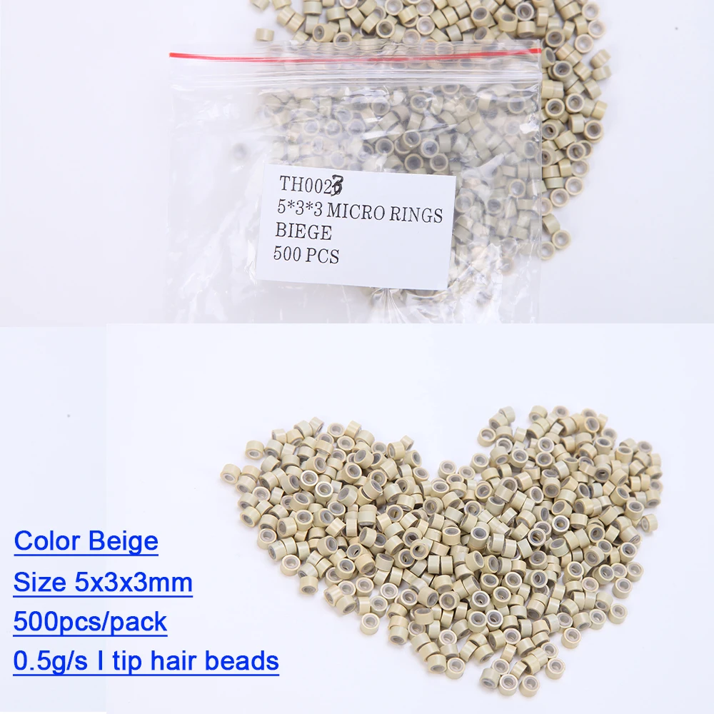 500Pcs/bag 5.0*3.0*3.0mm Micro Silicone Lined Rings/Links/Beads MICRO Ring Link Crimp Beads Hair Extensions Tools