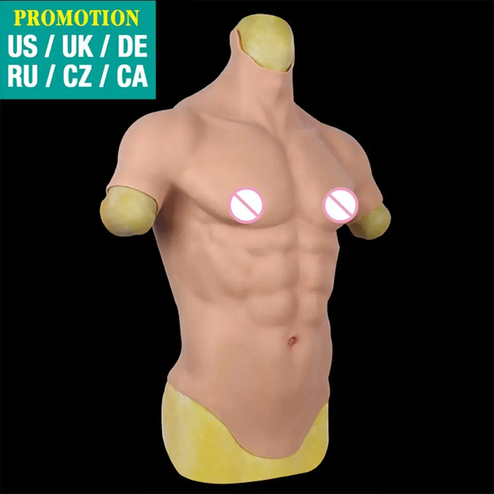 

Dokier Muscle Bodysuit Fake Belly Muscle Men Chest Crossdresser Macho Realistic Silicone Artificial Simulation Muscle