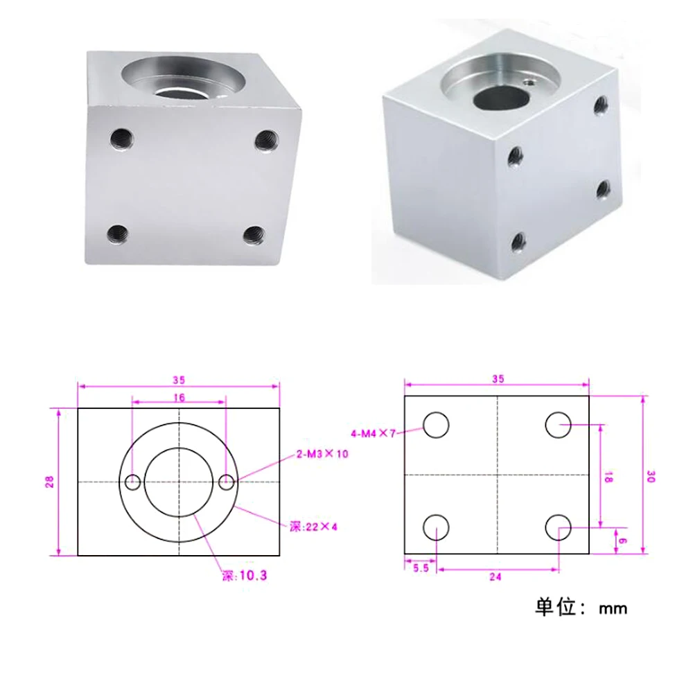 Nut Housing Bracket For 8mm T8 Trapezoidal Lead Screw Conversion Nut Seat Aluminum Block 15 3D Printing Parts