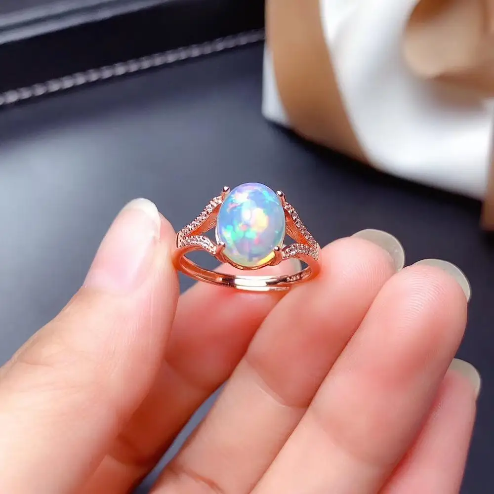 

Natural Real Gemstone Opal Rings 925 Sterling Silver Engagement Ring Fine Jewelry Elegant Design for Women Gift