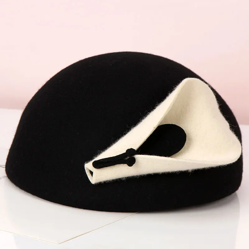 H728 Women Fedoras Hat Female Autumn Winter Korean Fashion Wool Felt Cap Lady British Retro Leisure Church All-match Warm Hats