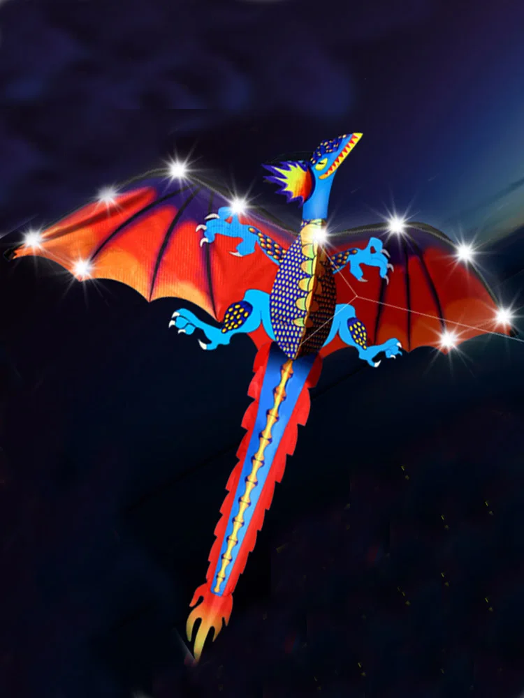 Led 140cm / 55 polegadas estéreo pterosaur ki/ dragon kites com alça e linha bom voo