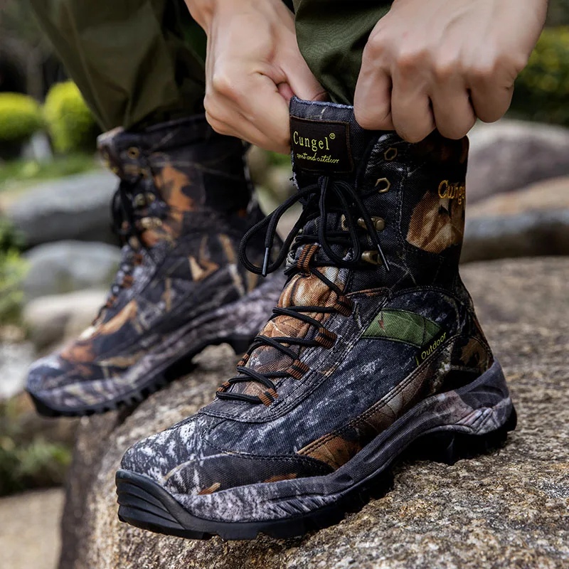 CUNGEL-Botas de caza para hombre, zapatos de senderismo para caminar al aire libre, botas deportivas de montaña, zapatillas de escalada, botas de