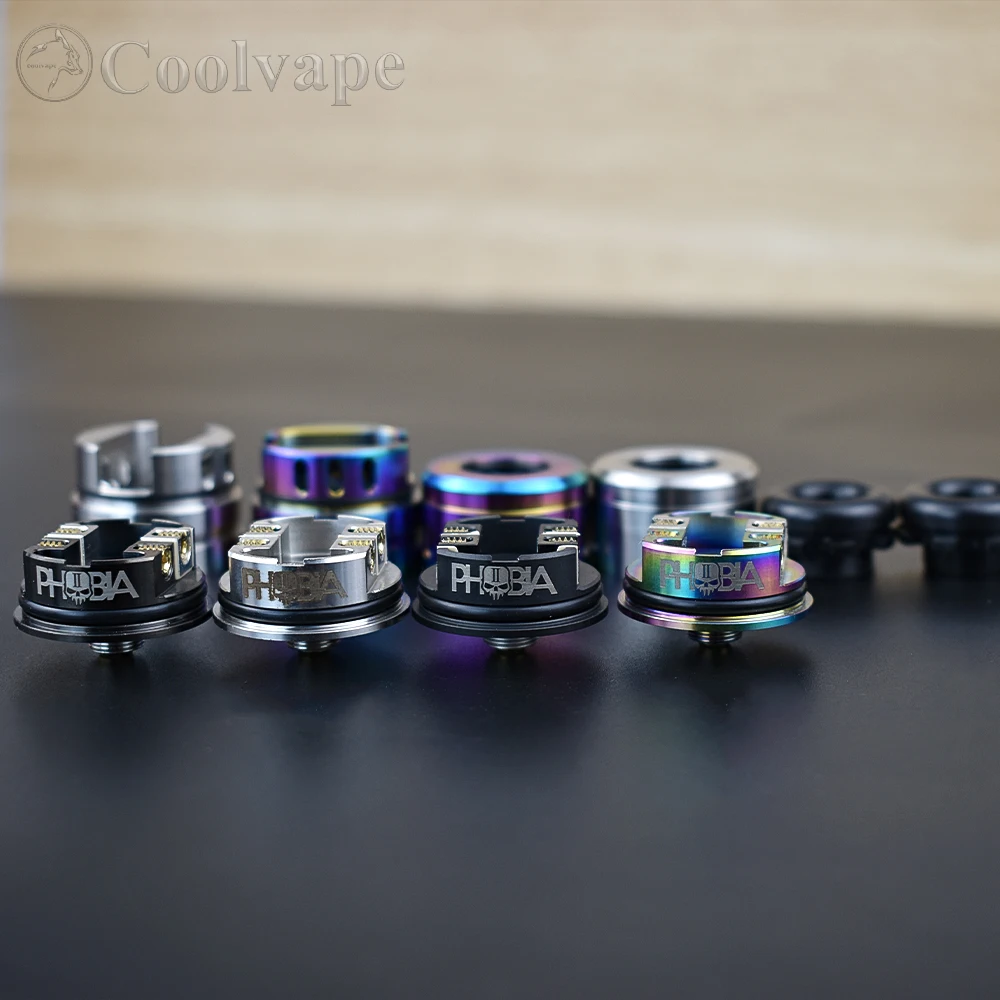 Phobia V2 RDA 24mm 316ss Atomizer Single Coil or Dual Coils Rebuildable Tank with Squonk BF PIN 810  Drip Tip for 510 Vape mods
