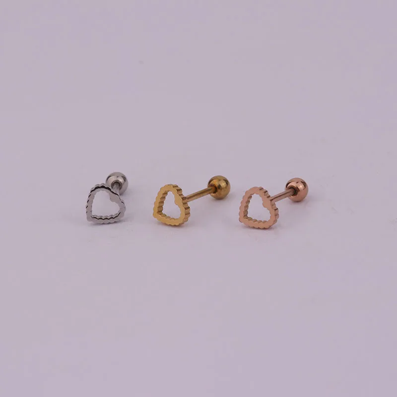 Pendiente de acero inoxidable para cartílago pequeño, pendiente de tuerca de circonita cúbica, hélice Tragus, Concha, tornillo trasero, joyería para