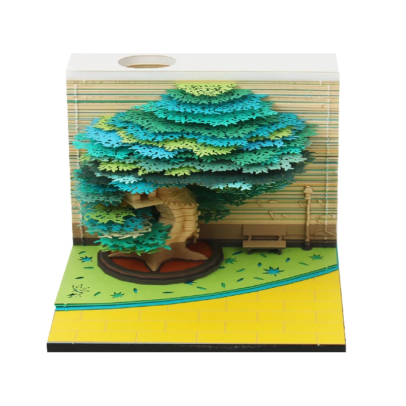 

Omoshiroi Block 3D Notepad Cubes Mini Treehouse 3D Memo Pads Paper Art Pen Holder Block Notes Office Accessories Christmas Gift