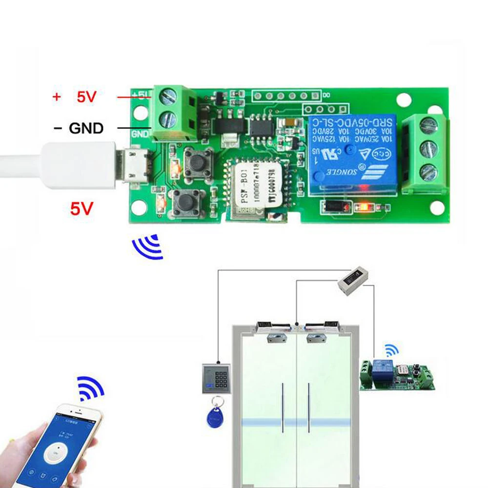 Módulo de interruptor de temporizador de Control remoto inalámbrico para IOS/Android, temporizador de autobloqueo para casa inteligente, DC 7v-32V, Wifi