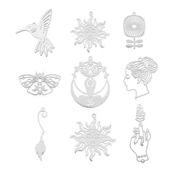 10pcs/lot 316 Stainless Steel Om Yoga Buddha DIY Earring Pendant Wholesale Sun Jewelry Charm OEM Witch Broom Humming Bird