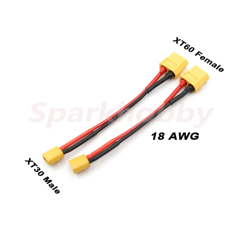 2PCS Sparkhobby XT60 Female To XT30 Male/JST Male/DuPont Male 18AWG Head Adapter Battery Charging Cable for HOTA D6 TOOLKITRC M8