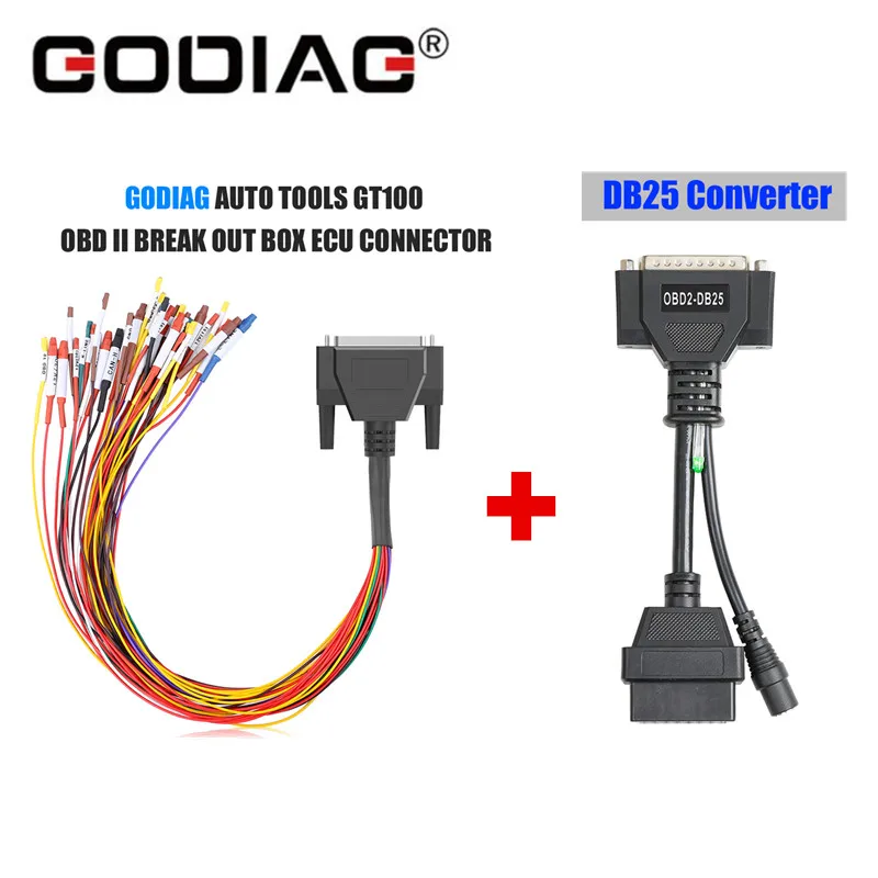 Colorful Jumper Cable DB25 for GODIAG GT100 OBD II Break Out Box ECU Connector Jumper Cable and GODIAG OBD2 To DB25 Cable