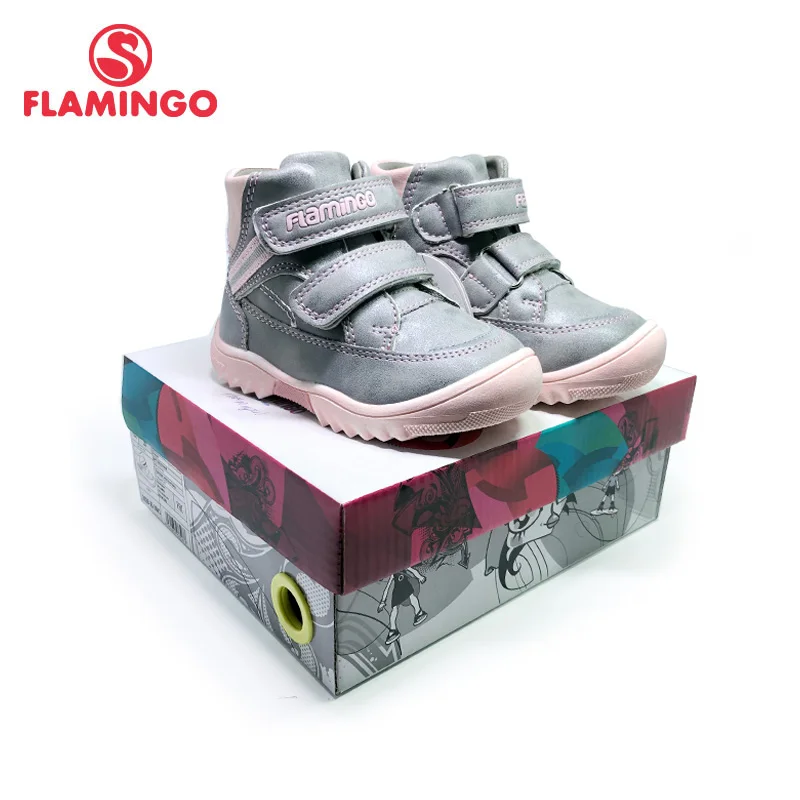 FLAMINGO Autumn Felt High Quality Grey Kids Boots Size 22-27 Anti-slip Shose for Girl Free Shipping 202B-Z5-2041