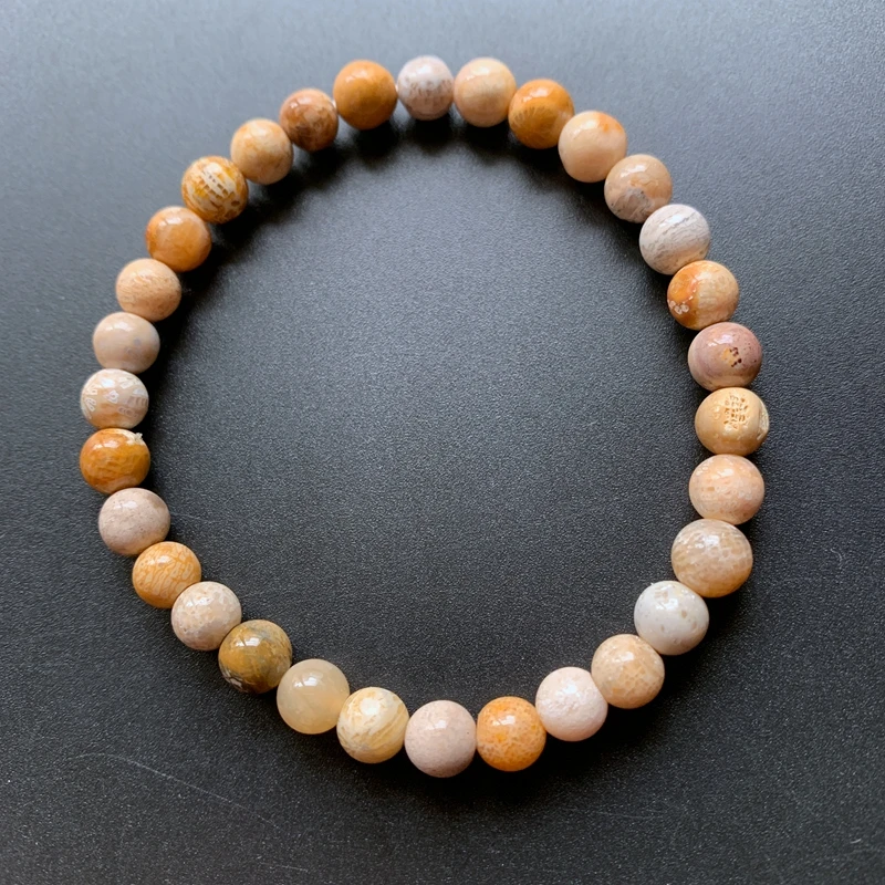 Pulsera de piedras minerales de Coral Natural, cuentas redondas con cuerda elástica, decoración de muñeca hecha a mano, regalo diario, 1 ud.