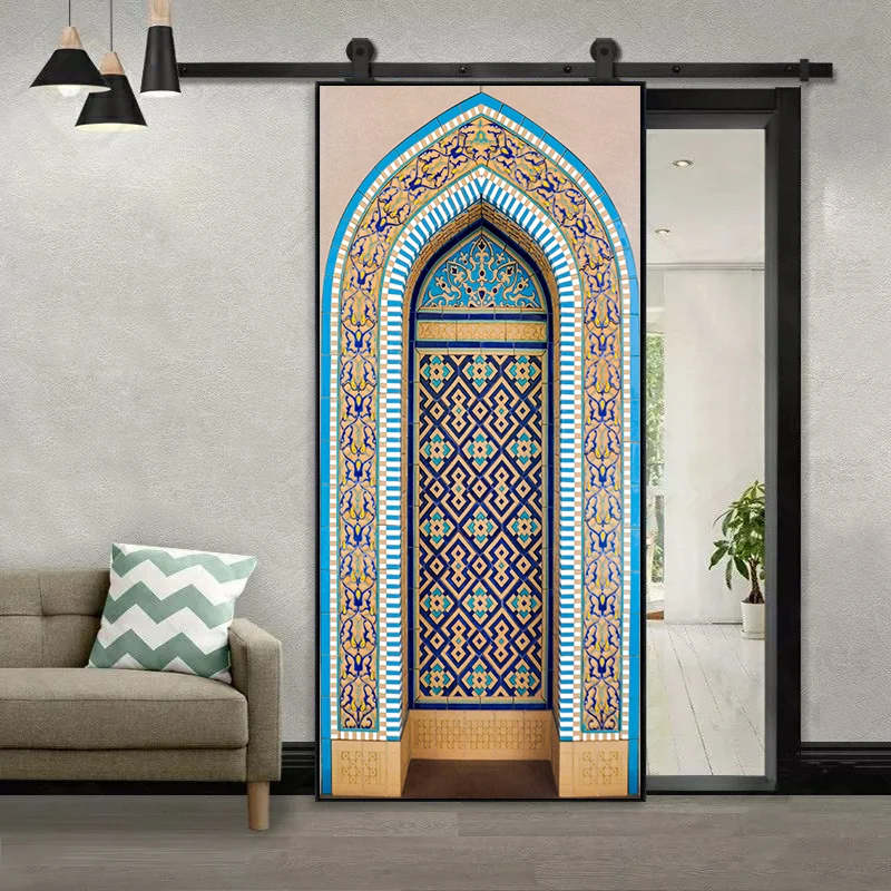 Creative Arab Door Frame Art Mural Sticker Home Decor Bedroom Living Room Door Wall Stickers Self-adhesive Vinly Wall Poster