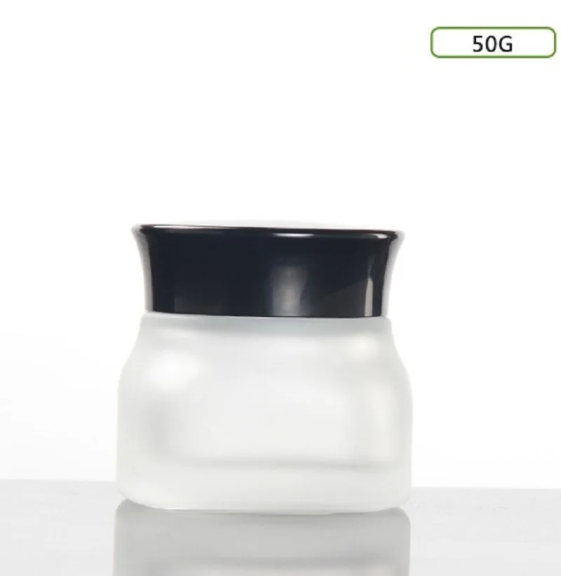 

50G 1.7FL OZ square shape frosted glass bottle for night day cream/mask/eye serum/essence/moisturizer/ skin care packing