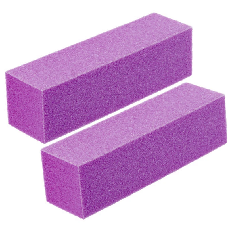 2Pcs Nail Buffer Blocks, 4 Sided Sponge Buffering Blocks for Acrylic, Natural Nail Cares, Professional Manicure