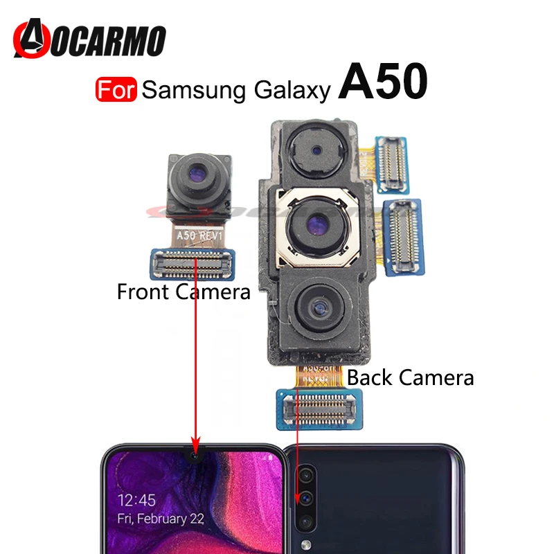 Front & Back Camera For Samsung Galaxy A50 A505 Rear Main Camera Flex Cable Repair Part