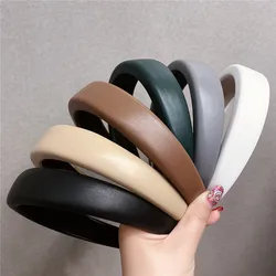 Bohemian Vintage Leather Padded Sponge Plain Hairband Headband Headwear Hair Accessories