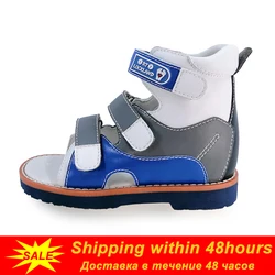 Boys Sandals Children Leather Orthopedic Shoes For Kids Girls Arch Support Hook Loop Strap Flatfeet X / O Leg Footwear8 10Years