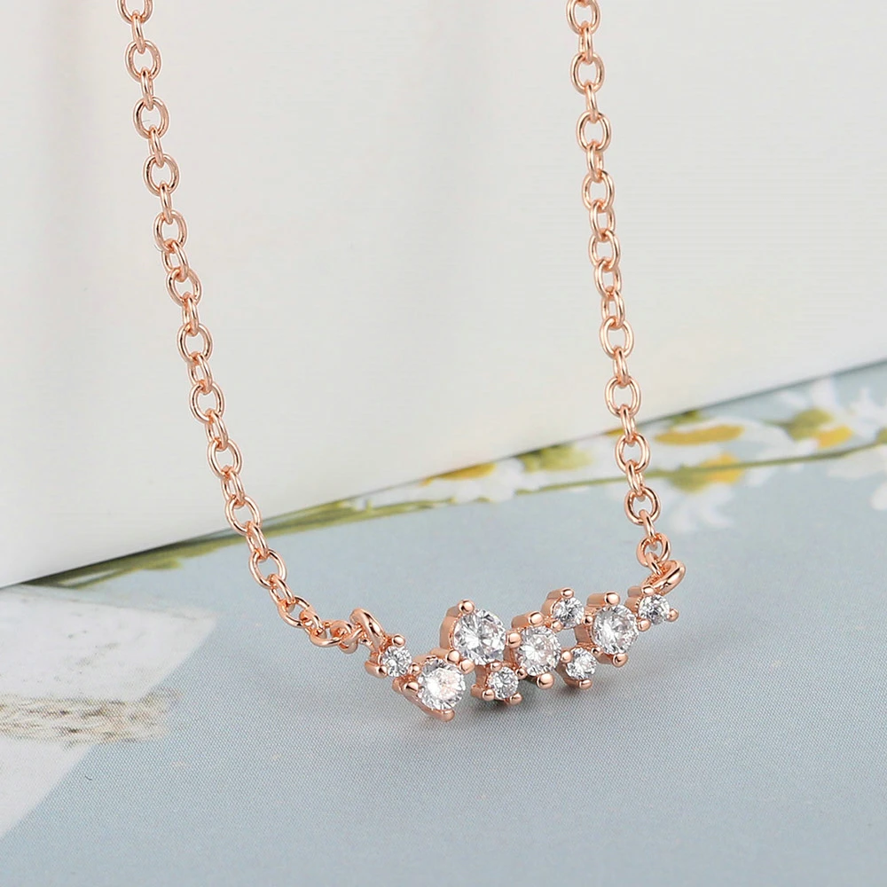 ZHOUYANG Pendant Necklace For Women New Fresh Mini Zircon Rose Gold Color Wedding Engagement Party Gift Fashion Jewelry N023